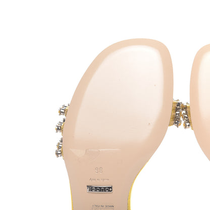 Gucci Nappa Silk Crystal Bertie T-Strap Low Heel Sandals 36 Gold 8 of 9
