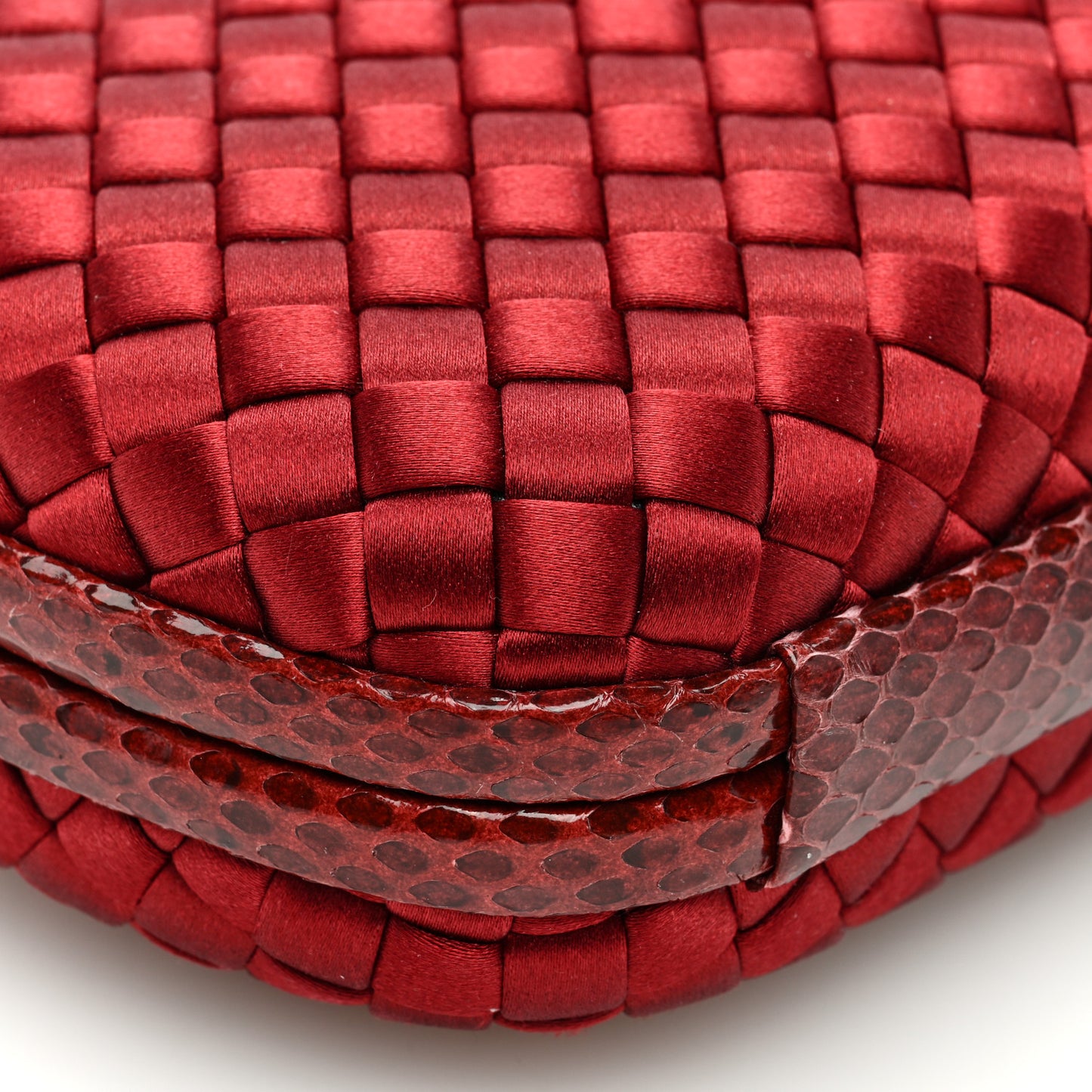 Satin Intreccio Impero Ayers Chain Knot Clutch Red
