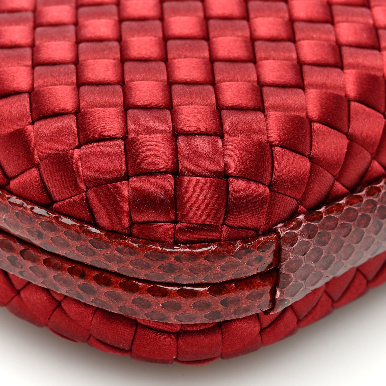 Bottega Veneta Satin Intreccio Impero Ayers Chain Knot Clutch Red 8 of 9
