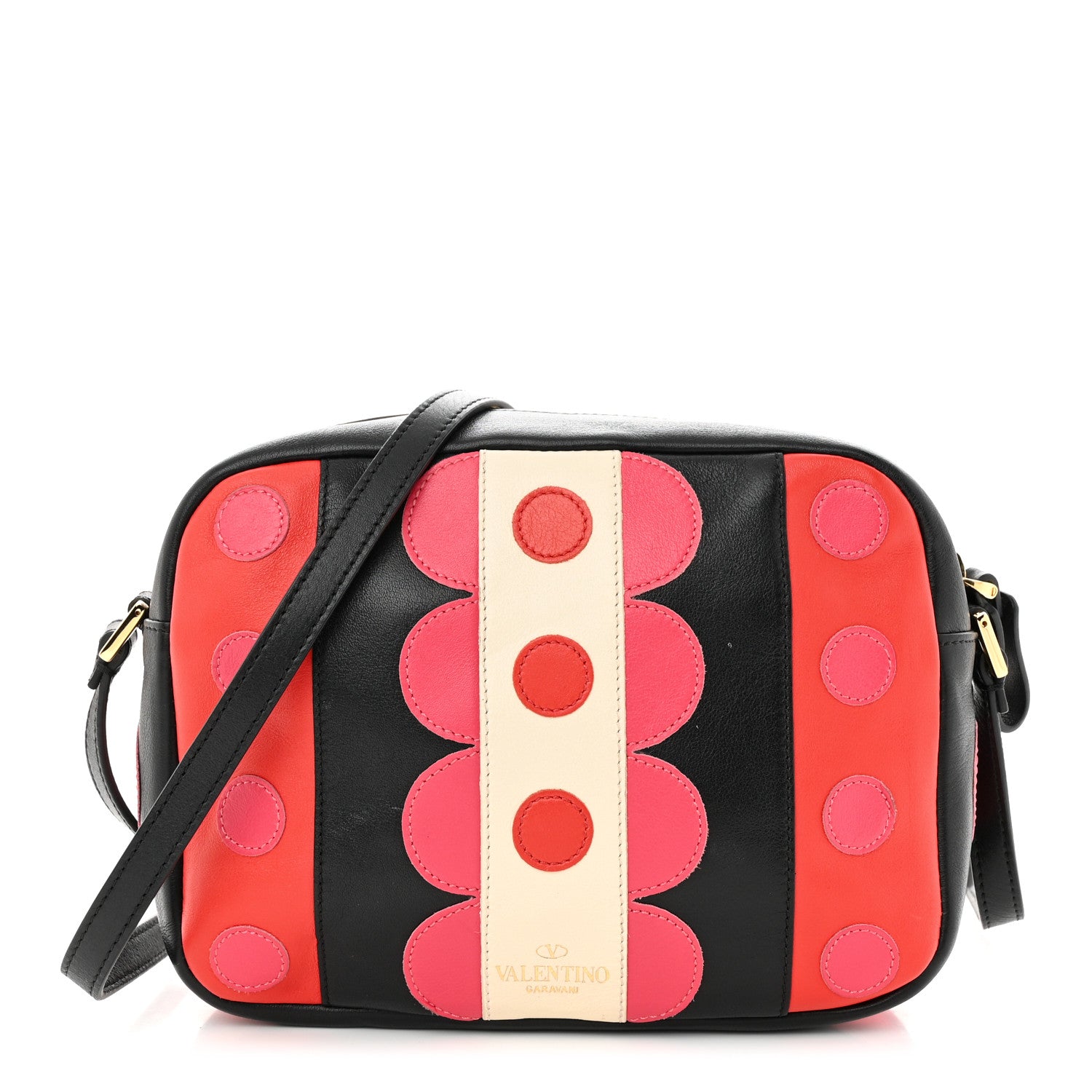 Valentino Garavani Calfskin Carmen Camera Crossbody Bag Black Deep Rose 1 of 13
