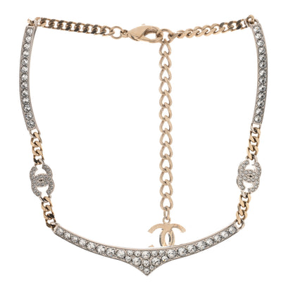 Chanel Crystal CC Collar Necklace Gold 2 of 3