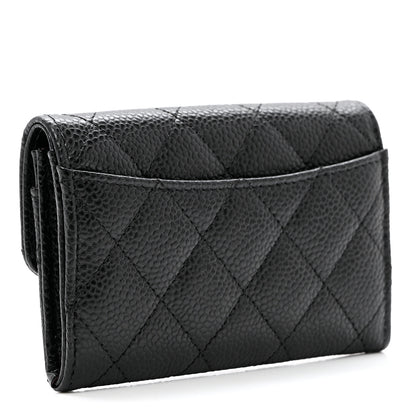 Chanel Caviar Quilted Flap Card Holder Wallet Black 2 of 8