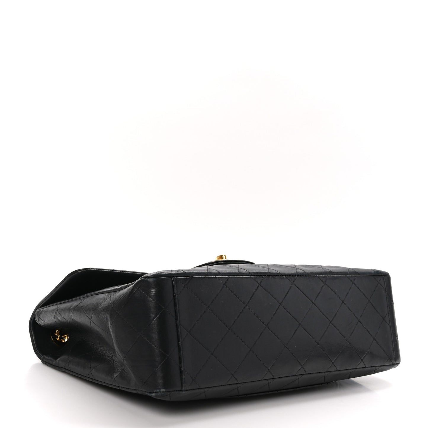 Lambskin Quilted XL Jumbo Single Flap Black