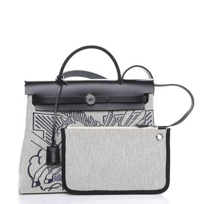 Hermes Vache Hunter Toile Pegase Pop Herbag Zip Retourne 31 PM Bleu Indigo 4 of 14