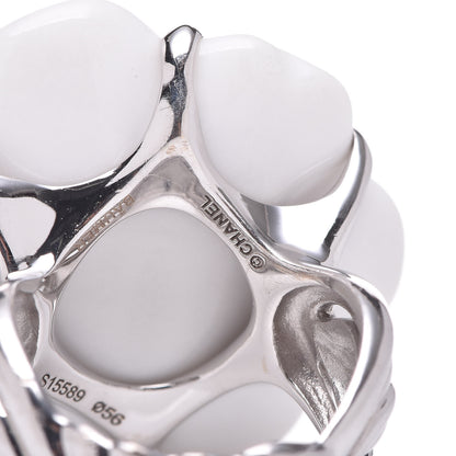 Chanel 18K White Gold Ceramic Camellia Ring 55 7.5 6 of 8