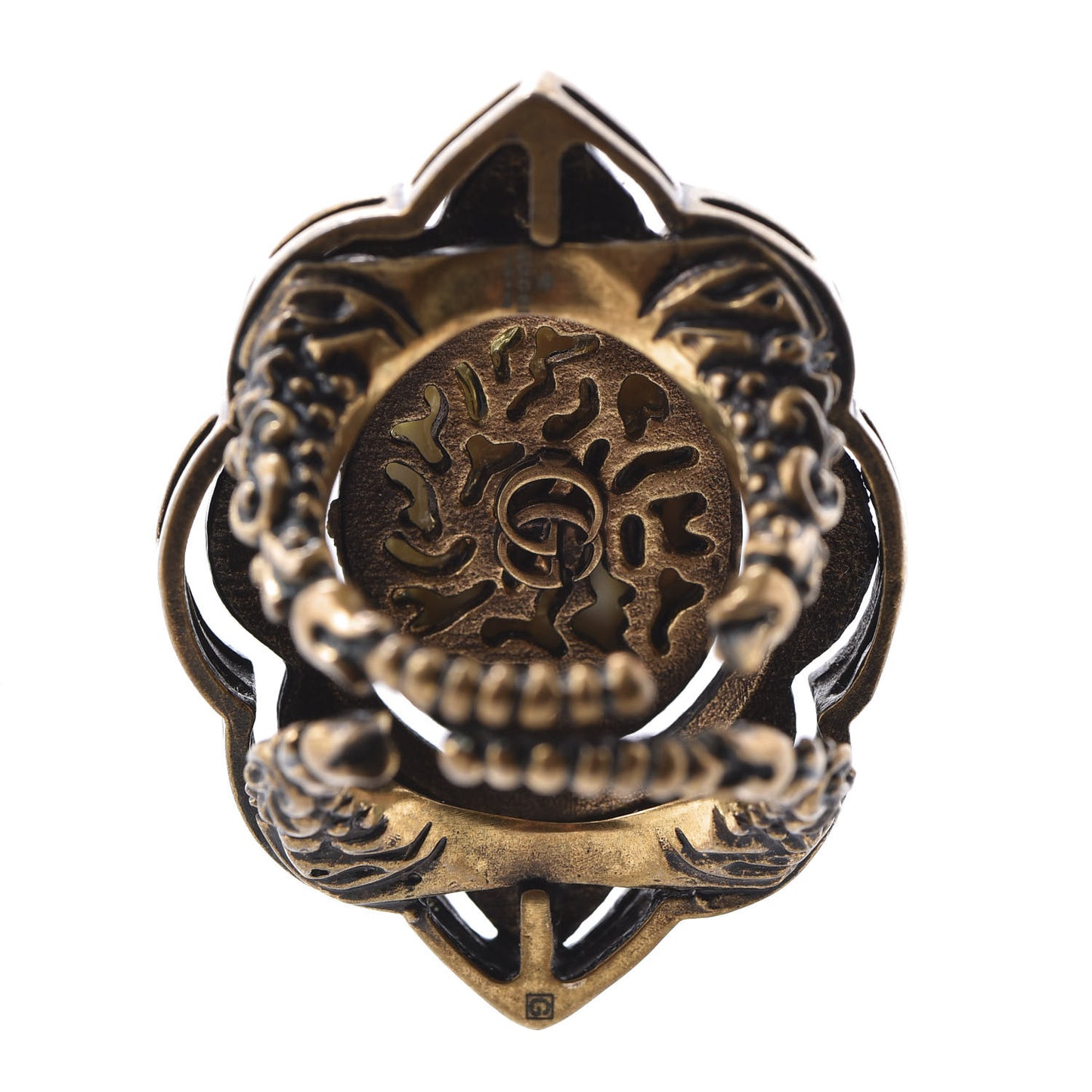 Metal Crystal Velvet Resin RIng 5 Aged Gold Black