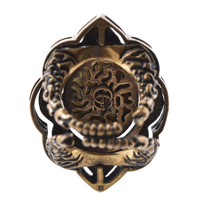 Gucci Metal Crystal Velvet Resin RIng 5 Aged Gold Black 3 of 6