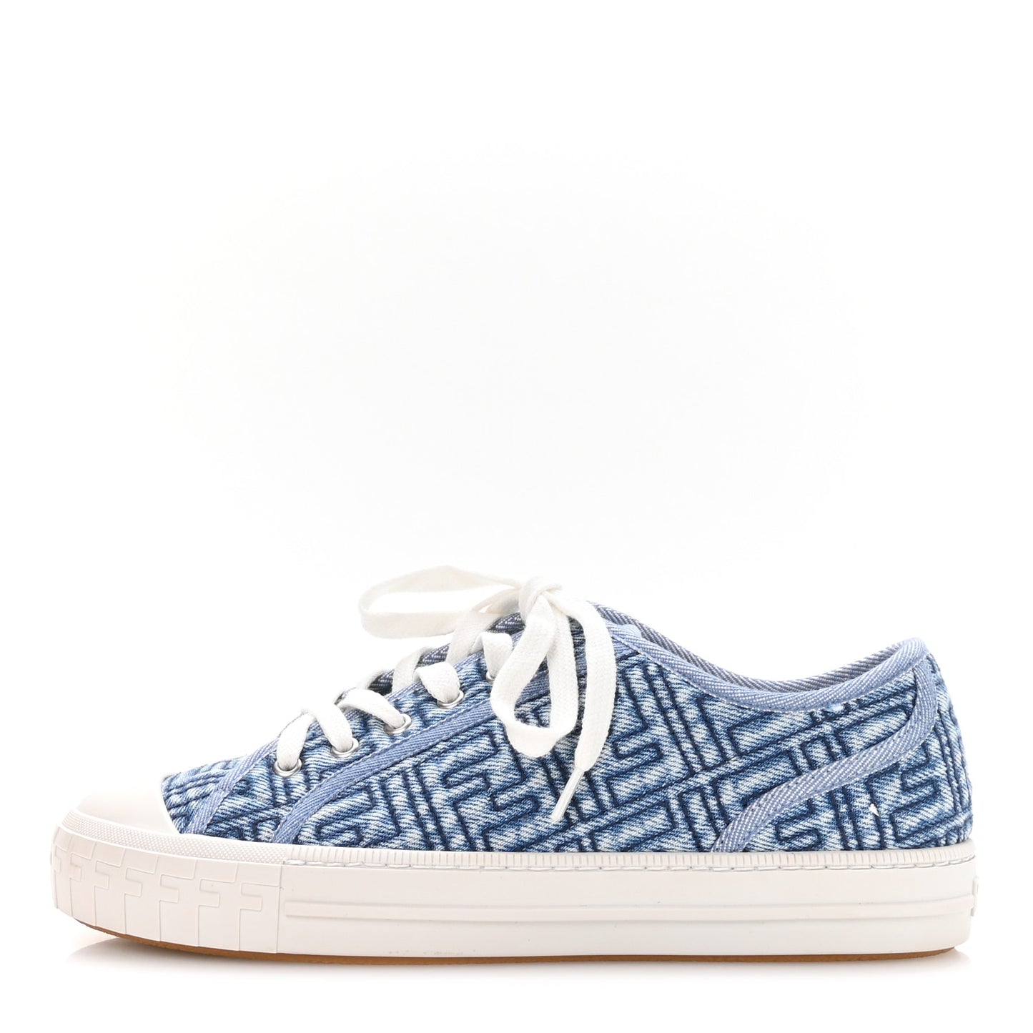 Denim Jacquard FF Matelasse Womens Domino Low Top Sneakers 37.5 Blue Navy