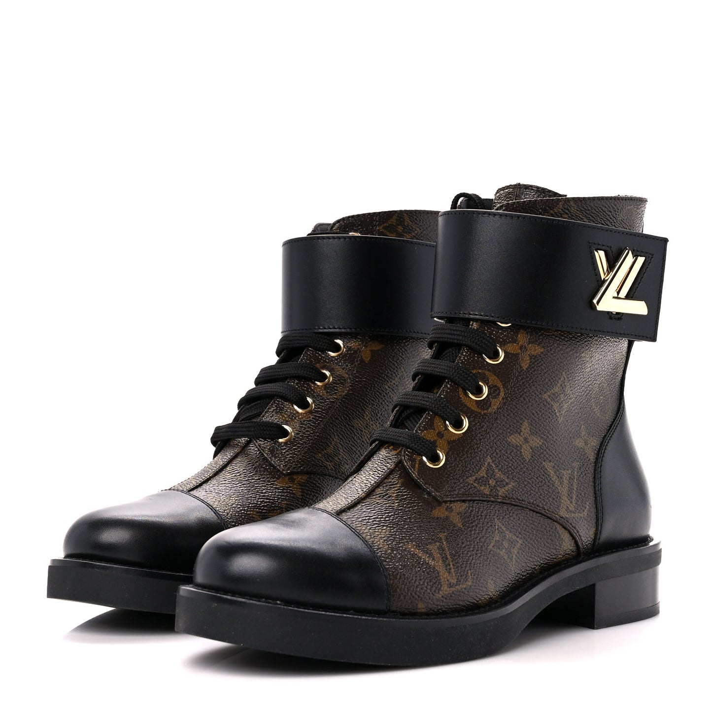 Calfskin Monogram Wonderland Flat Ranger Boots 38 Black
