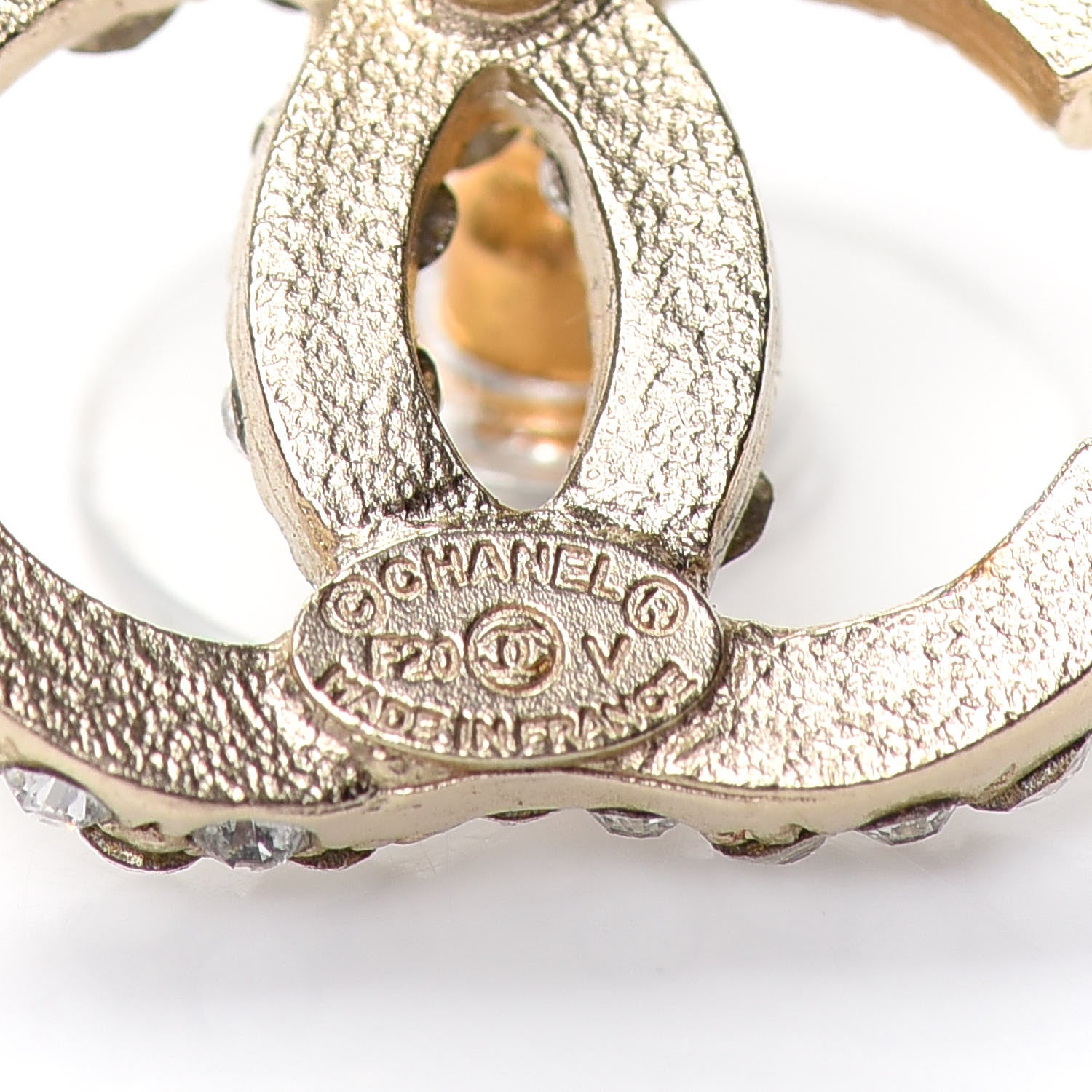 Chanel Crystal CC First Class Stud Earrings Gold 4 of 4