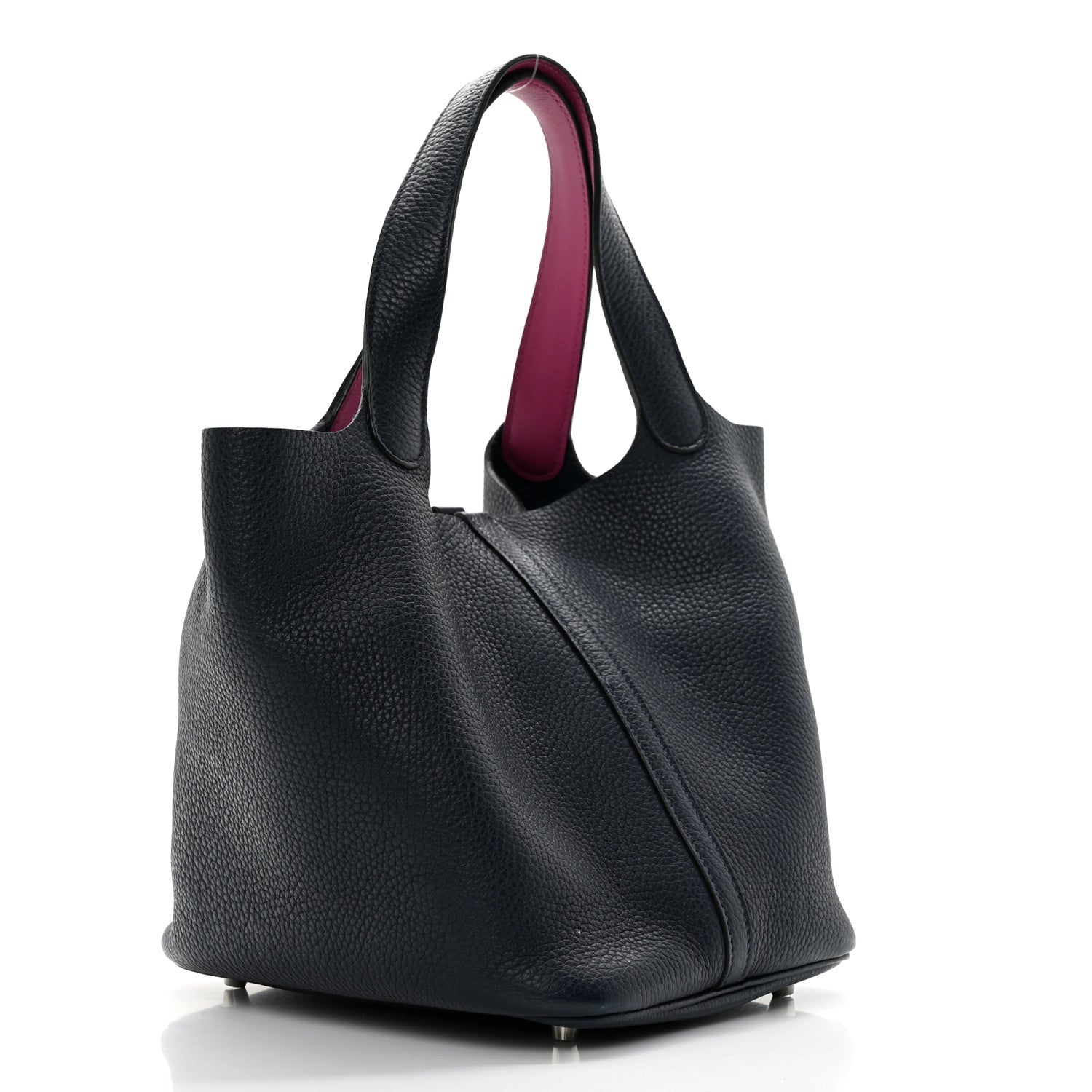 Hermes Taurillon Clemence Swift Eclat Picotin Lock 22 MM Bleu Nuit Rose Pourpre 2 of 10