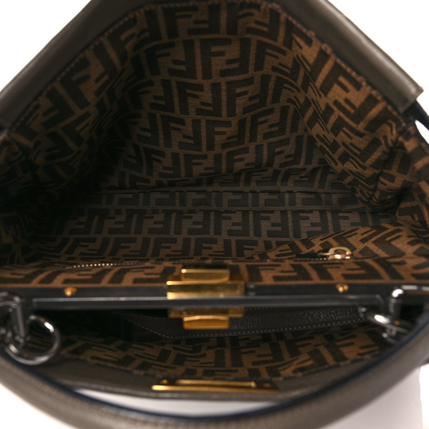 Fendi Goatskin Zucca Large Peekaboo Iconic Satchel Taupe Tobacco Moro 5 of 10