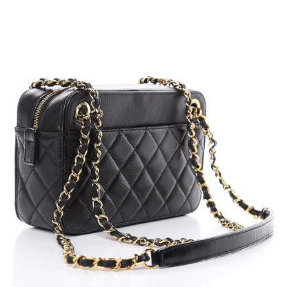 Chanel Metallic Lambskin Grained Calfskin Quilted Camera Case Black 3 of 10
