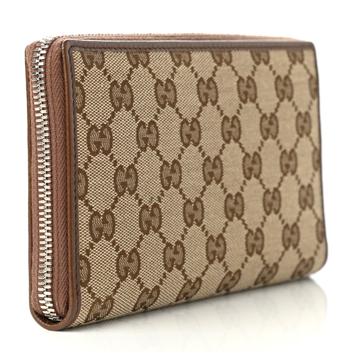 Balenciaga X GUCCI GG Monogram Azalea Calfskin Neo Classic Zip Around Wallet Beige Ebony Brown Sugar 5 of 14