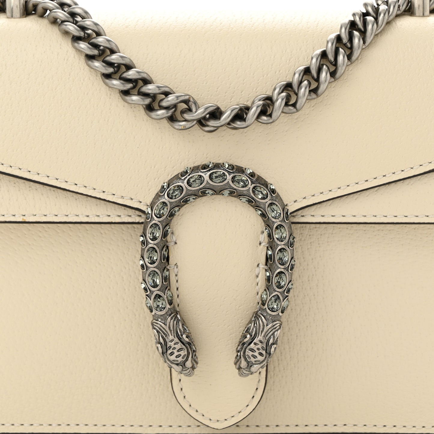 Textured Calfskin Crystal Mini Dionysus Shoulder Bag Mystic White