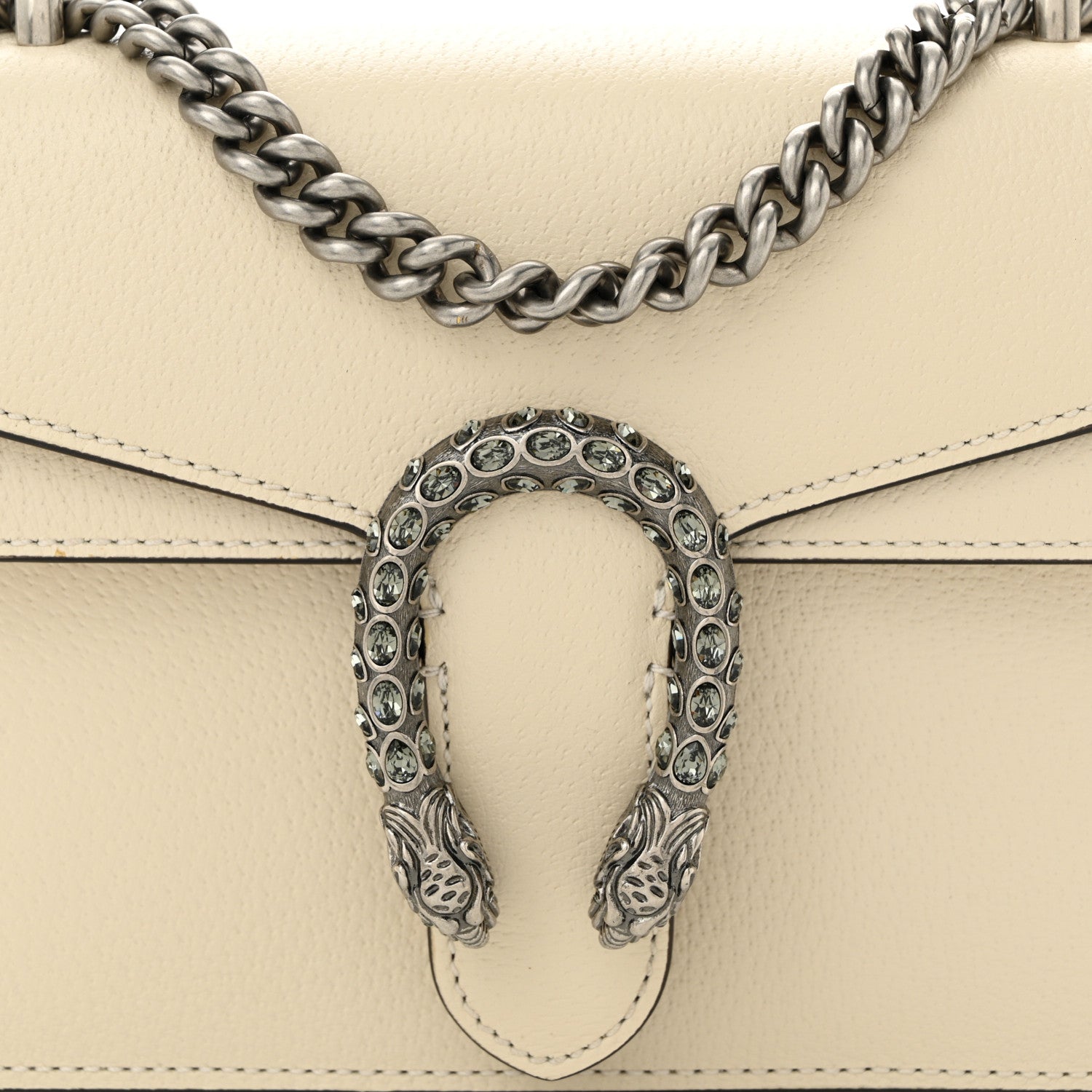 Gucci Textured Calfskin Crystal Mini Dionysus Shoulder Bag Mystic White 8 of 10