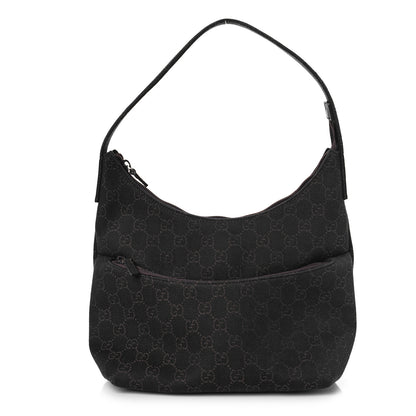Gucci Denim Monogram Small Hobo Dark Brown 1 of 9