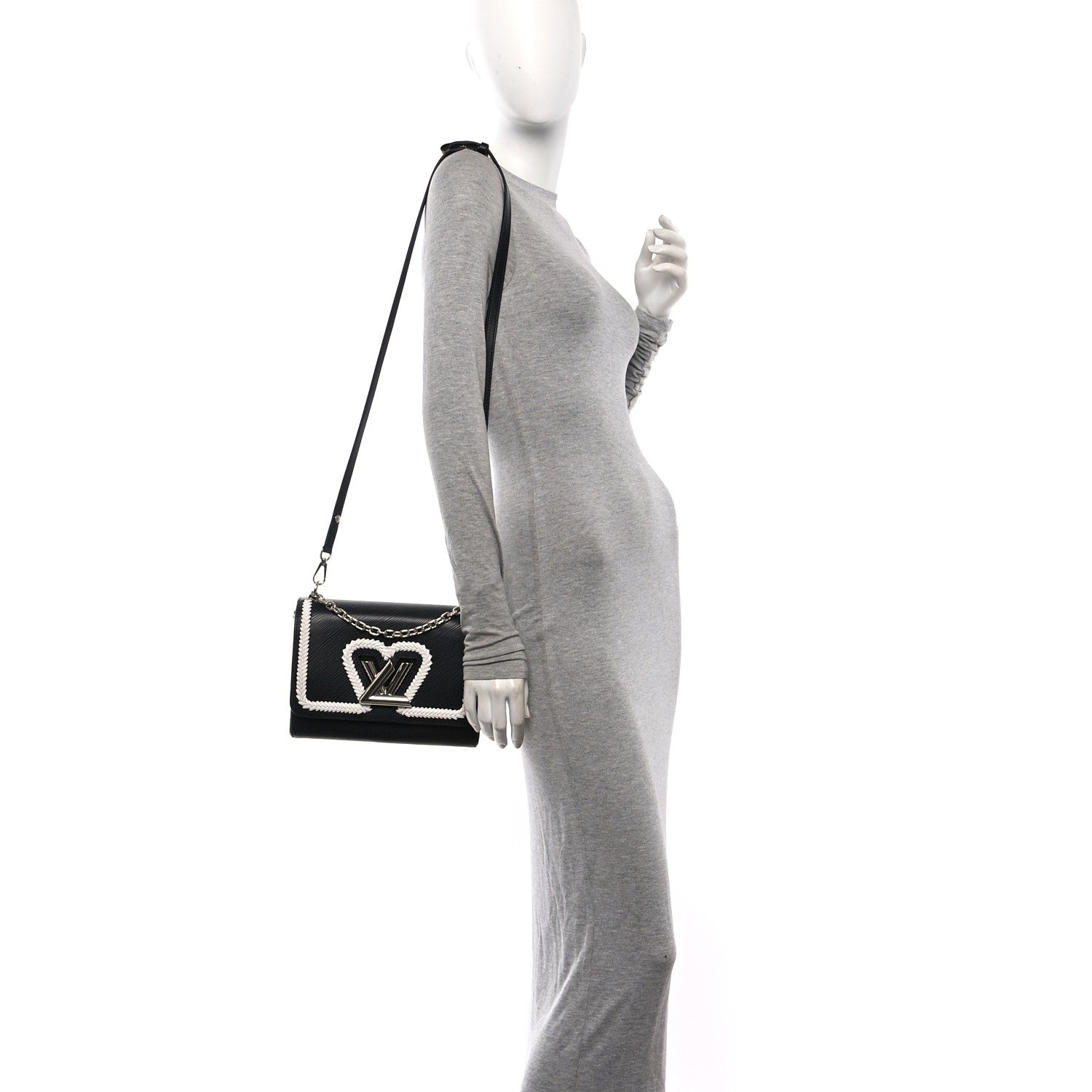 Louis Vuitton Epi Whipstitch Heart Twist Shoulder Bag MM Black 2 of 9