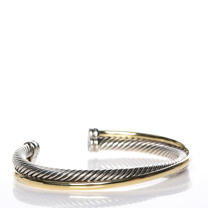 David Yurman Sterling Silver 18K Yellow Plated Gold 5mm Crossover Cuff 3 of 5
