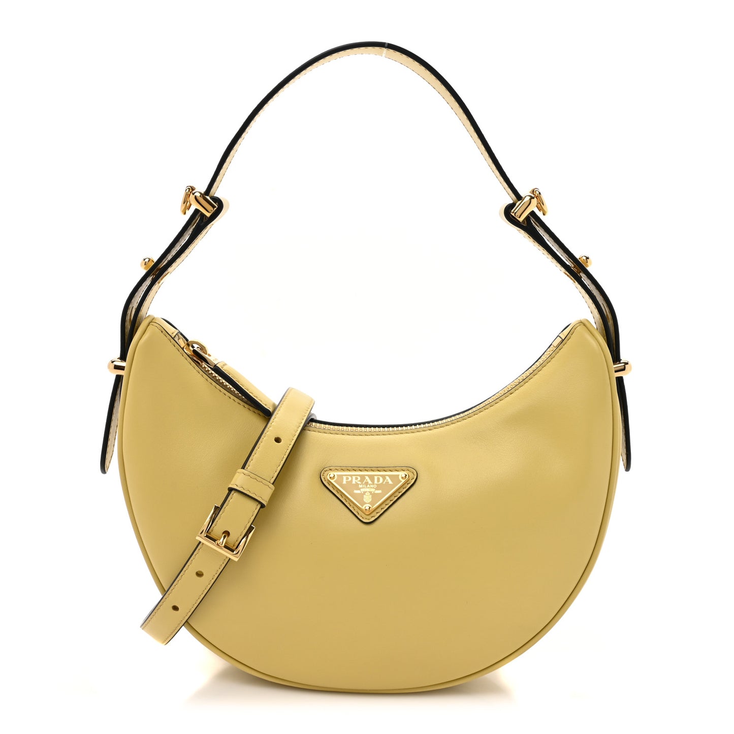 Soft Calfskin Arque Shoulder Bag Vaniglia
