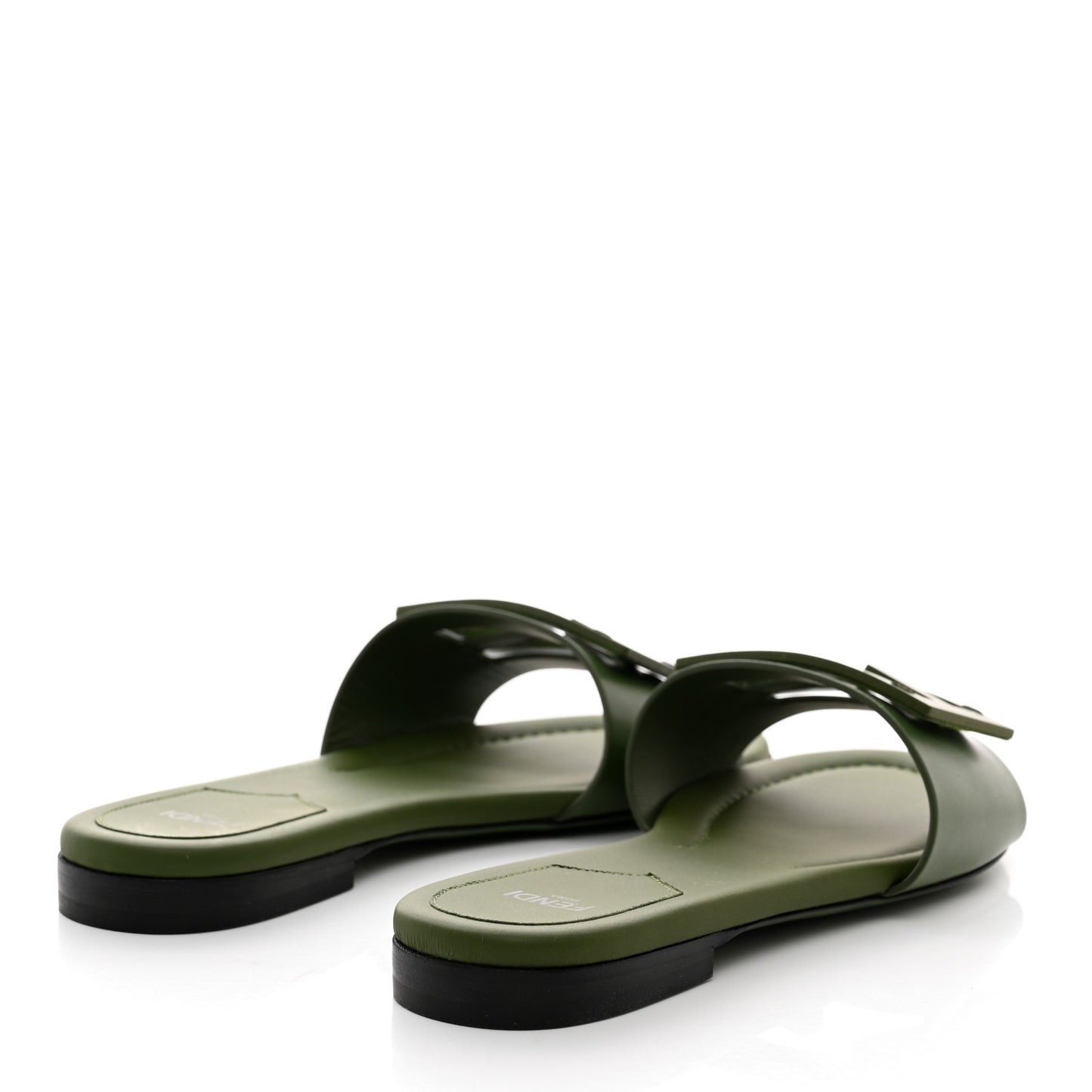 Vitello Cuoio Baguette Flat Slide Sandals 36 Verde