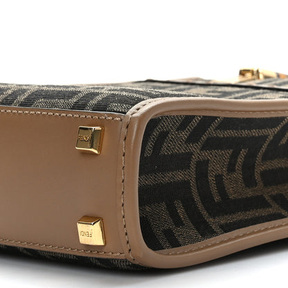 Fendi Fabric Jacquard Vitello King Plexiglass FF 1974 Mini Fendi Sunshine Shopper Tote Tobacco Moro Sand 8 of 9