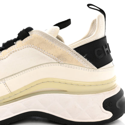 Chanel Velvet Calfskin Mixed Fibers CC Sneakers 36 Ivory Black 15 of 22