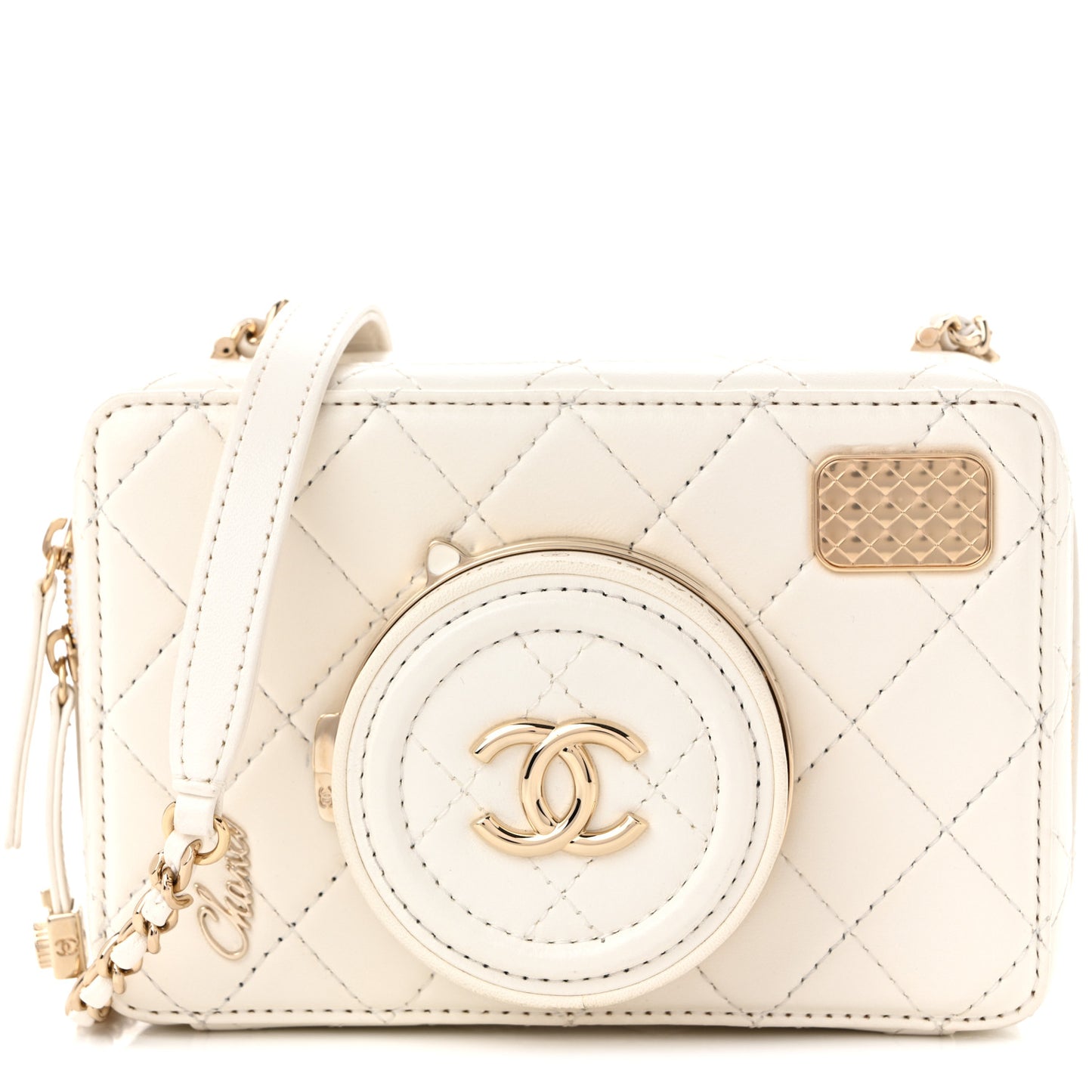 Lambskin Quilted Coco Click Bag White