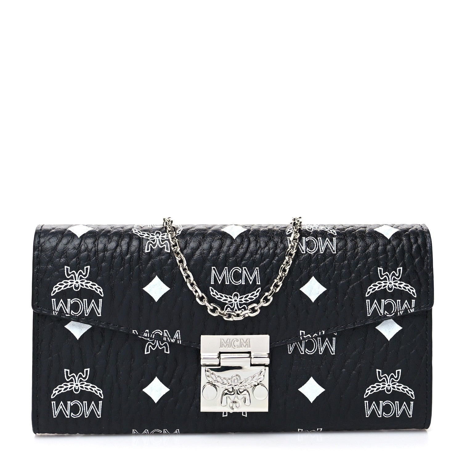 MCM Visetos Large Patricia Wallet On Chain Black Blue 1 of 11