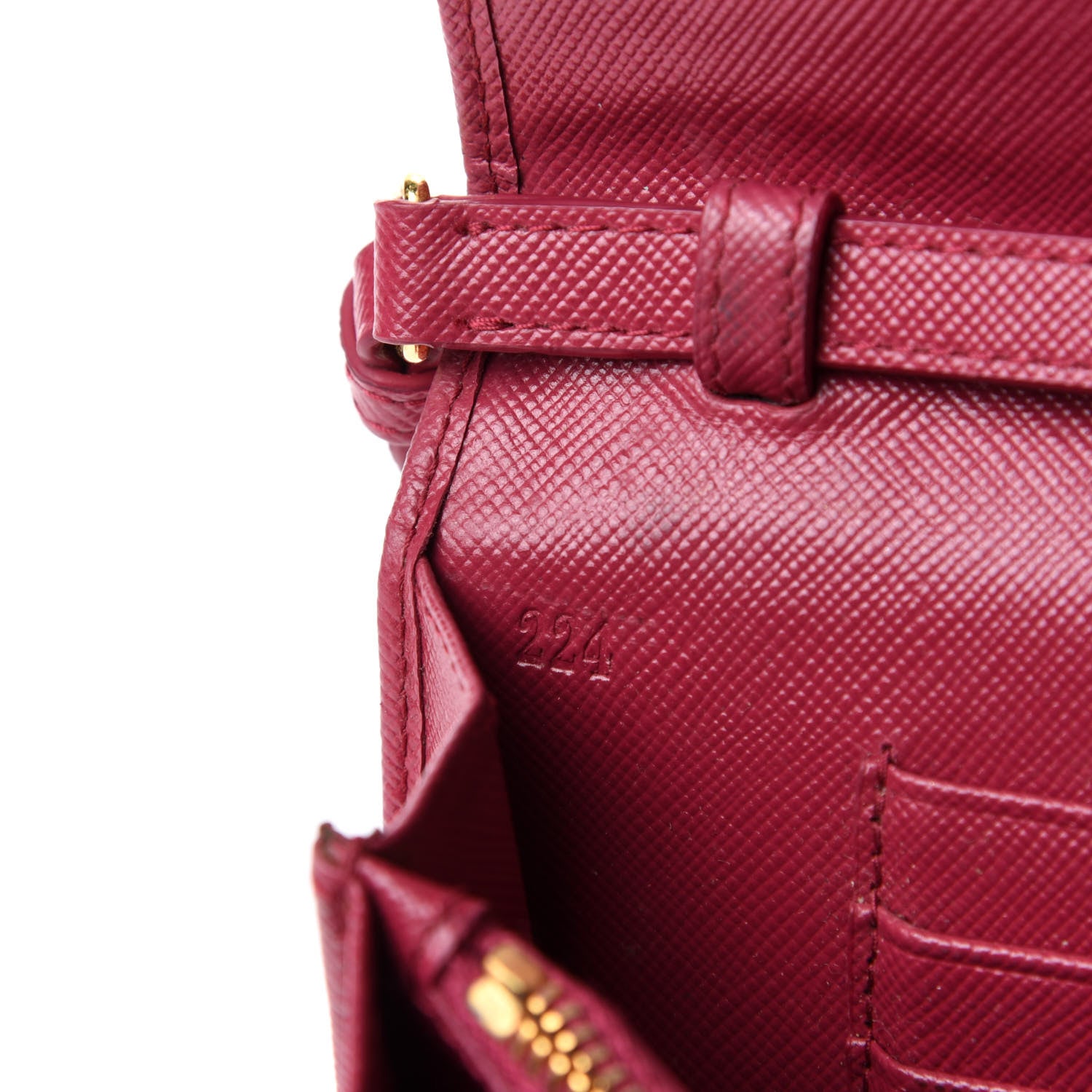 Prada Saffiano Metal Flap Wallet with Strap Peonia 7 of 8