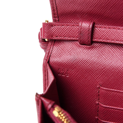 Prada Saffiano Metal Flap Wallet with Strap Peonia 7 of 8
