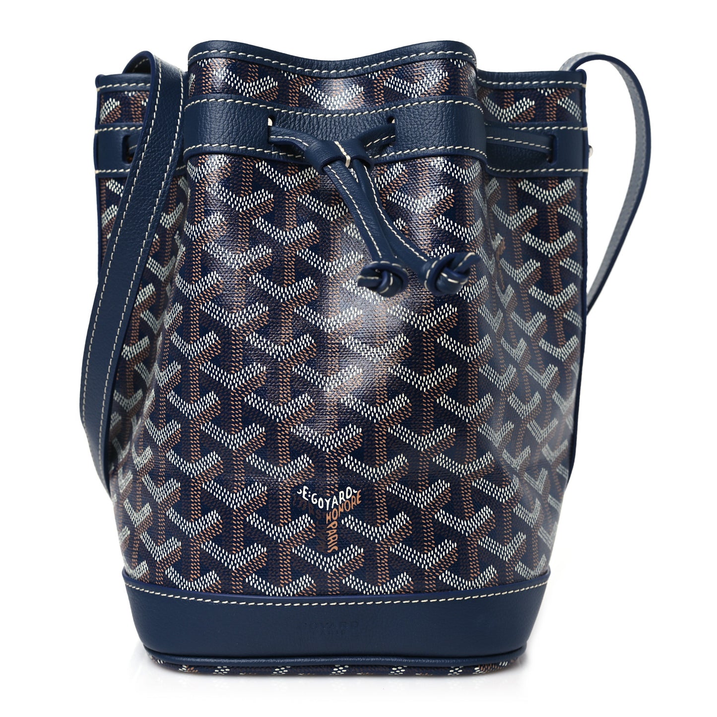 Goyardine Petit Flot Bucket Bag PM Navy