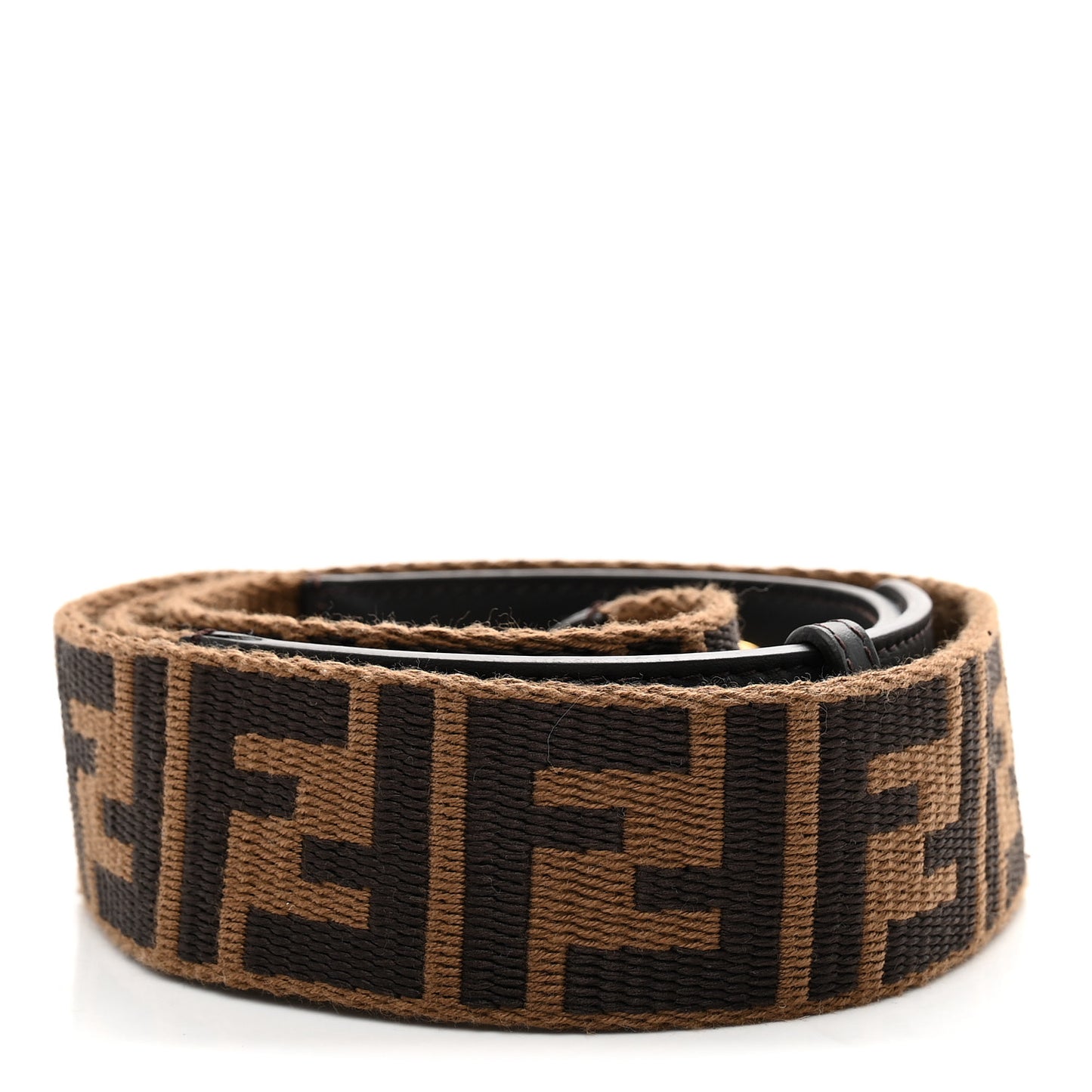 Ribbon Vitello Century FF 1974 Flat Studded Strap You Fango Marrone Ebano