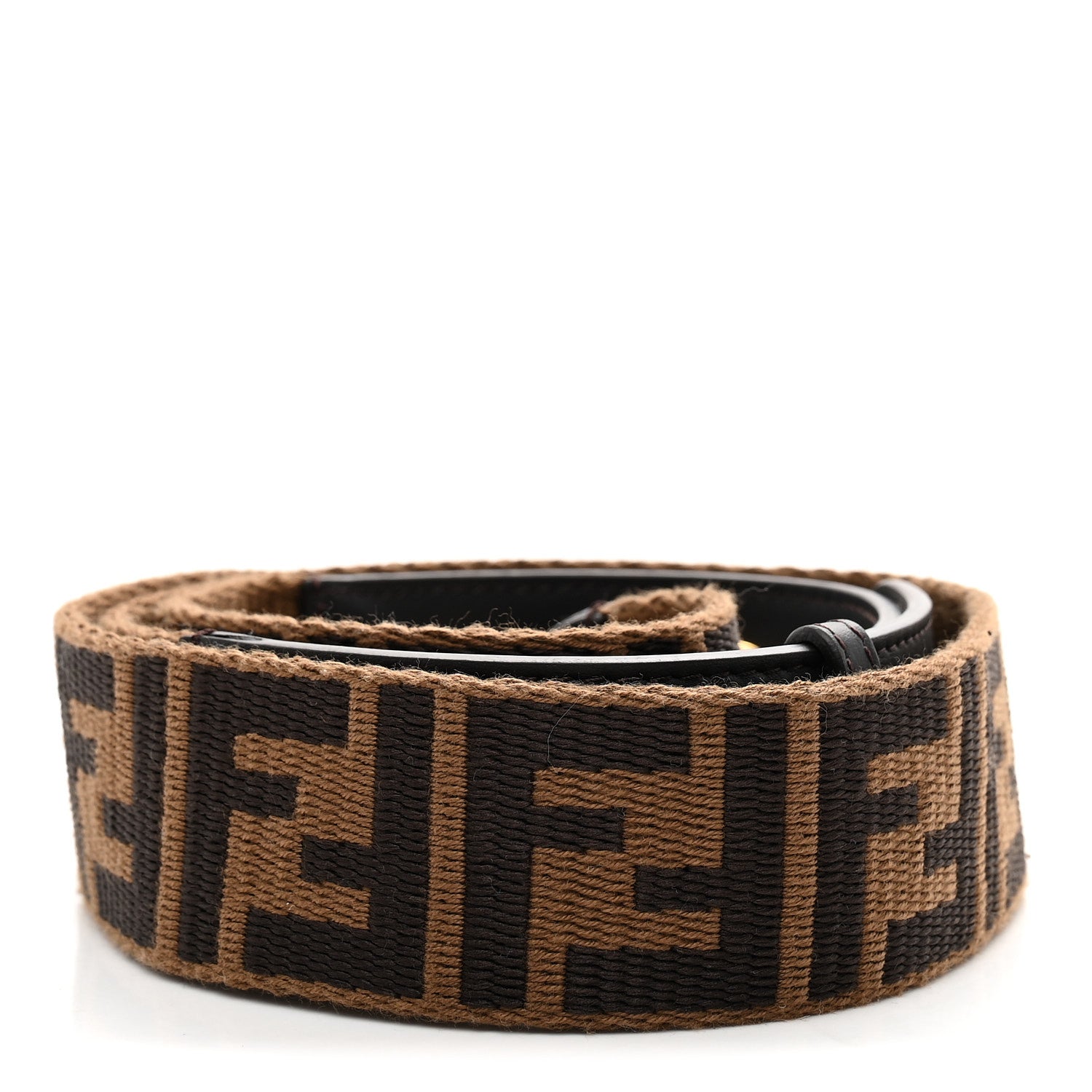 Fendi Ribbon Vitello Century FF 1974 Flat Studded Strap You Fango Marrone Ebano 2 of 5