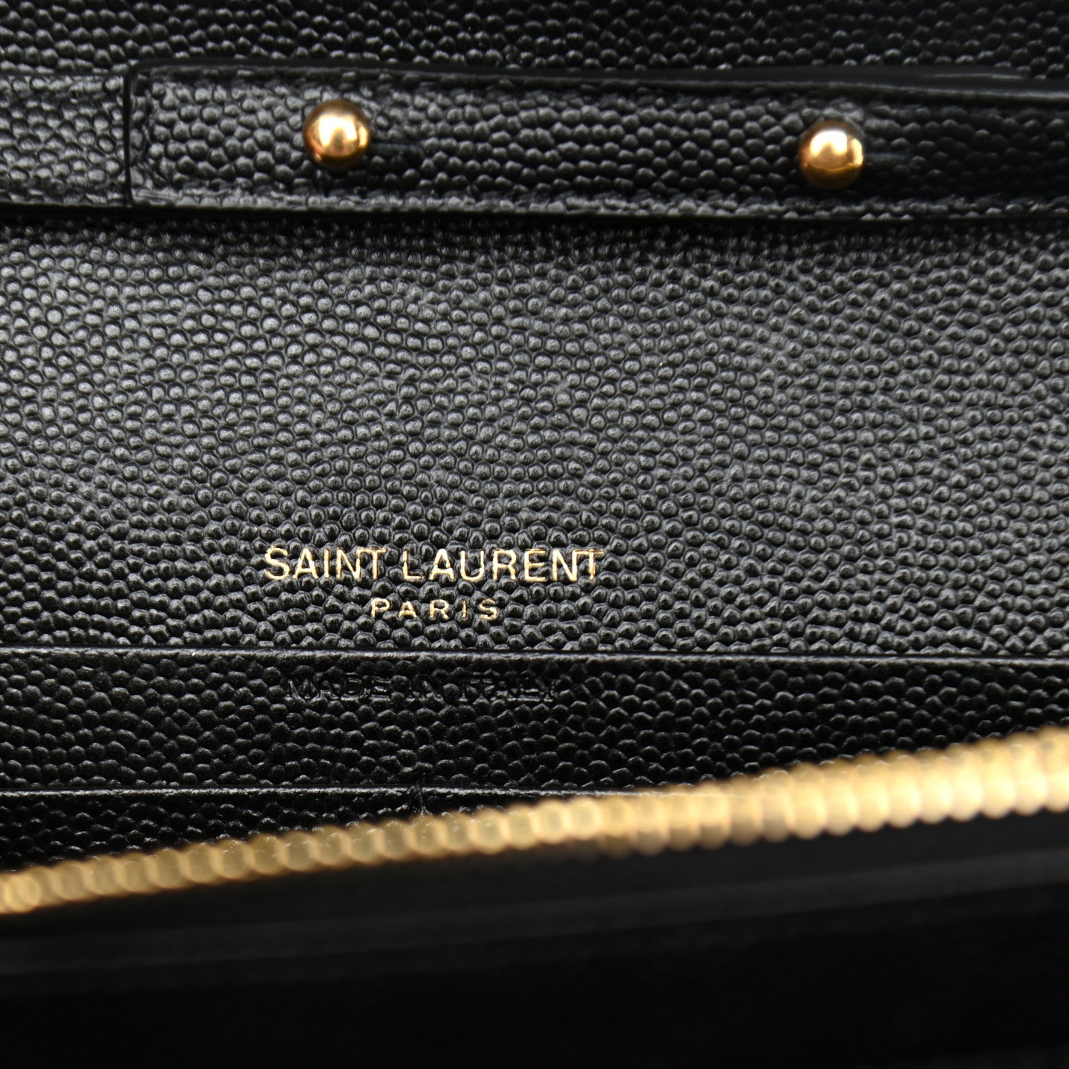 Saint Laurent Grain De Poudre Matelasse Chevron Monogram Chain Wallet Black 6 of 9
