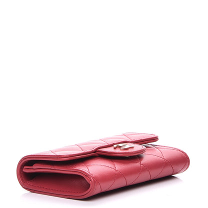 Chanel Lambskin Quilted Flap Card Holder Dark Pink 4 of 9