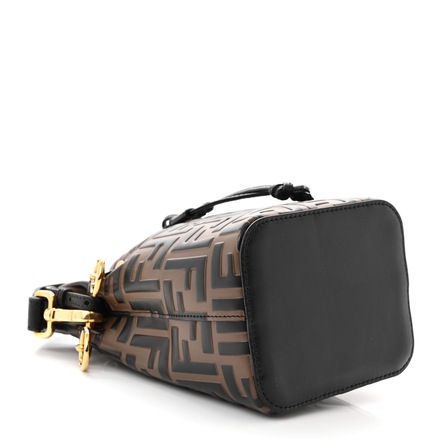 Vitello Liberty F is Fendi Bi-Color FF 1974 Embossed Mini Mon Tresor Bucket Bag Maya Black