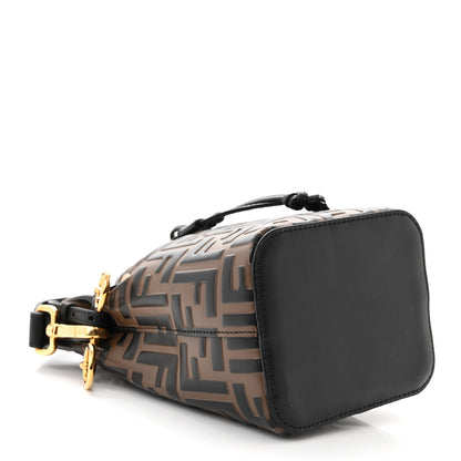 Fendi Vitello Liberty F is Fendi Bi-Color FF 1974 Embossed Mini Mon Tresor Bucket Bag Maya Black 4 of 10