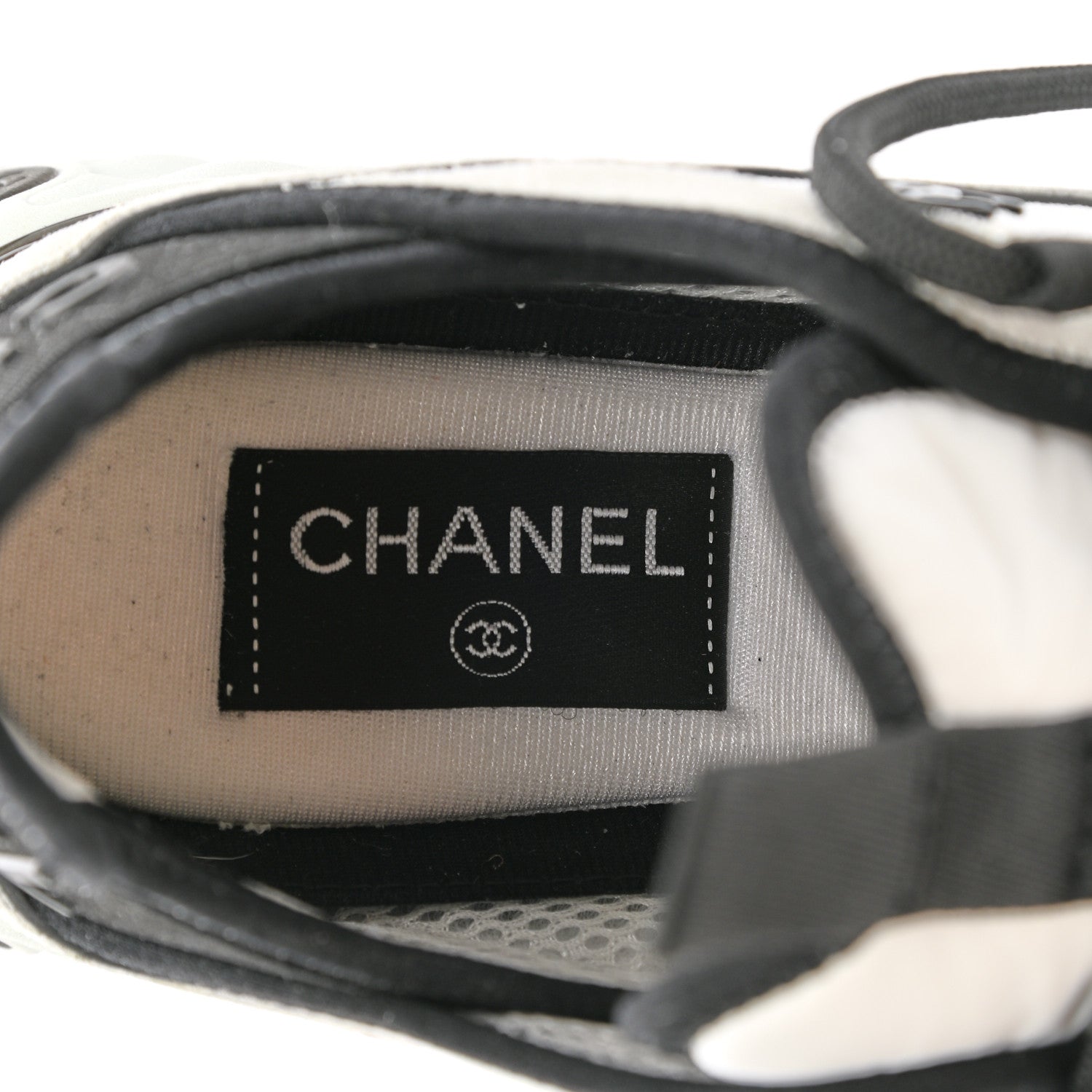 Chanel Velvet Calfskin Mixed Fibers CC Sneakers 36 White Black 5 of 9
