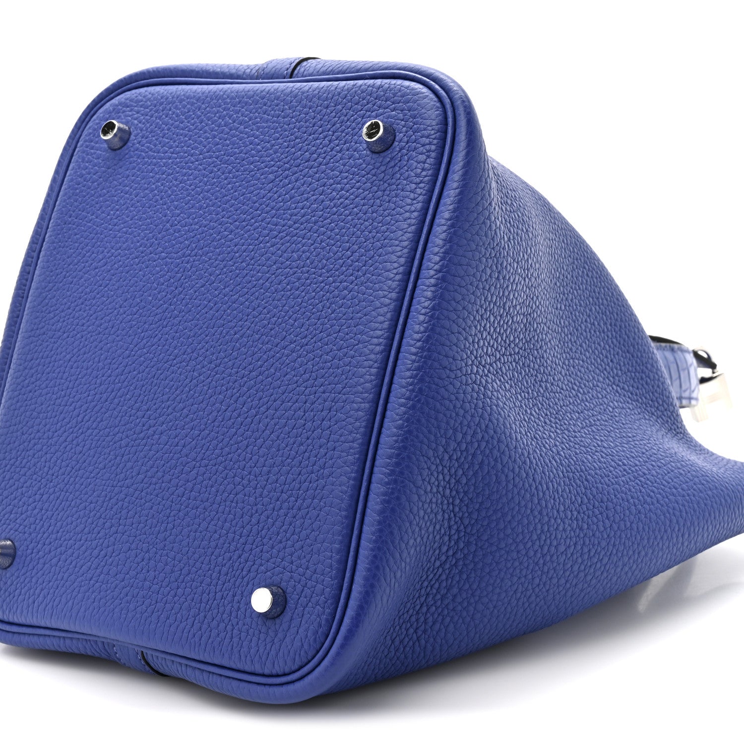Hermes Taurillon Clemence Matte Alligator Picotin Lock Touch 22 MM Bleu Electrique 8 of 9