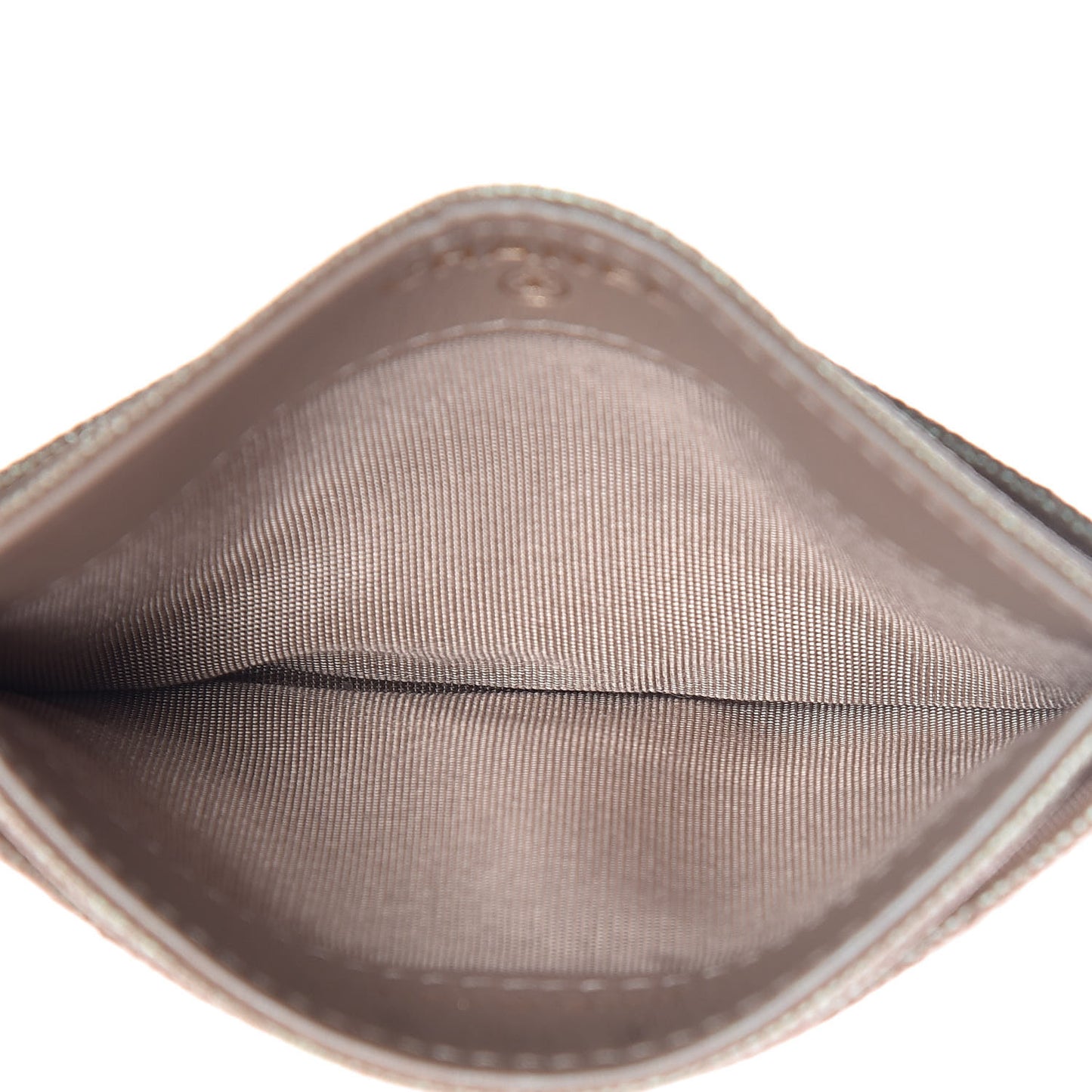 Iridescent Caviar Quilted Card Holder Beige