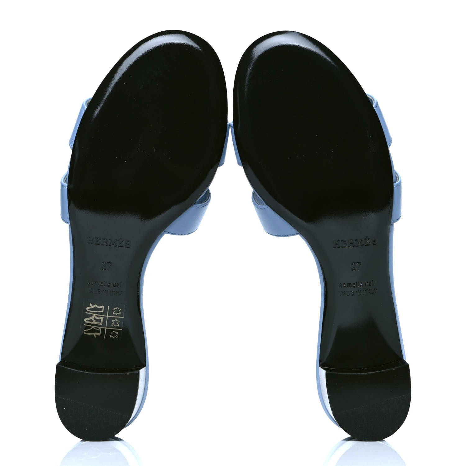 Hermes Calfskin Oasis Sandals 37 Bleu Cleuet 4 of 4
