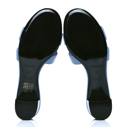 Hermes Calfskin Oasis Sandals 37 Bleu Cleuet 4 of 4