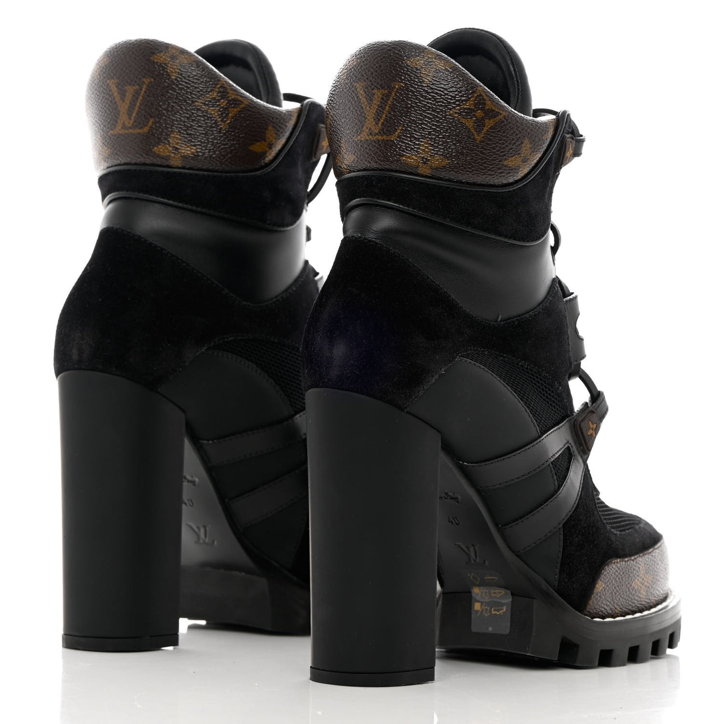 Suede Calfskin Monogram Star Trail Ankle Boots 40 Black