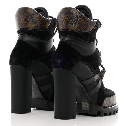 Louis Vuitton Suede Calfskin Monogram Star Trail Ankle Boots 40 Black 4 of 9