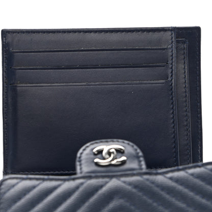 Chanel Caviar Chevron Quilted Compact Flap Wallet Navy 14 of 14