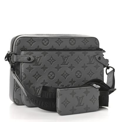 Louis Vuitton Calfskin Monogram Shadow Trio Messenger Anthracite Gray 4 of 11