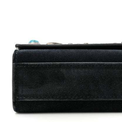 Saint Laurent Suede Small Monogram Stone Studded Kate Satchel Black Turquoise Coral 14 of 17