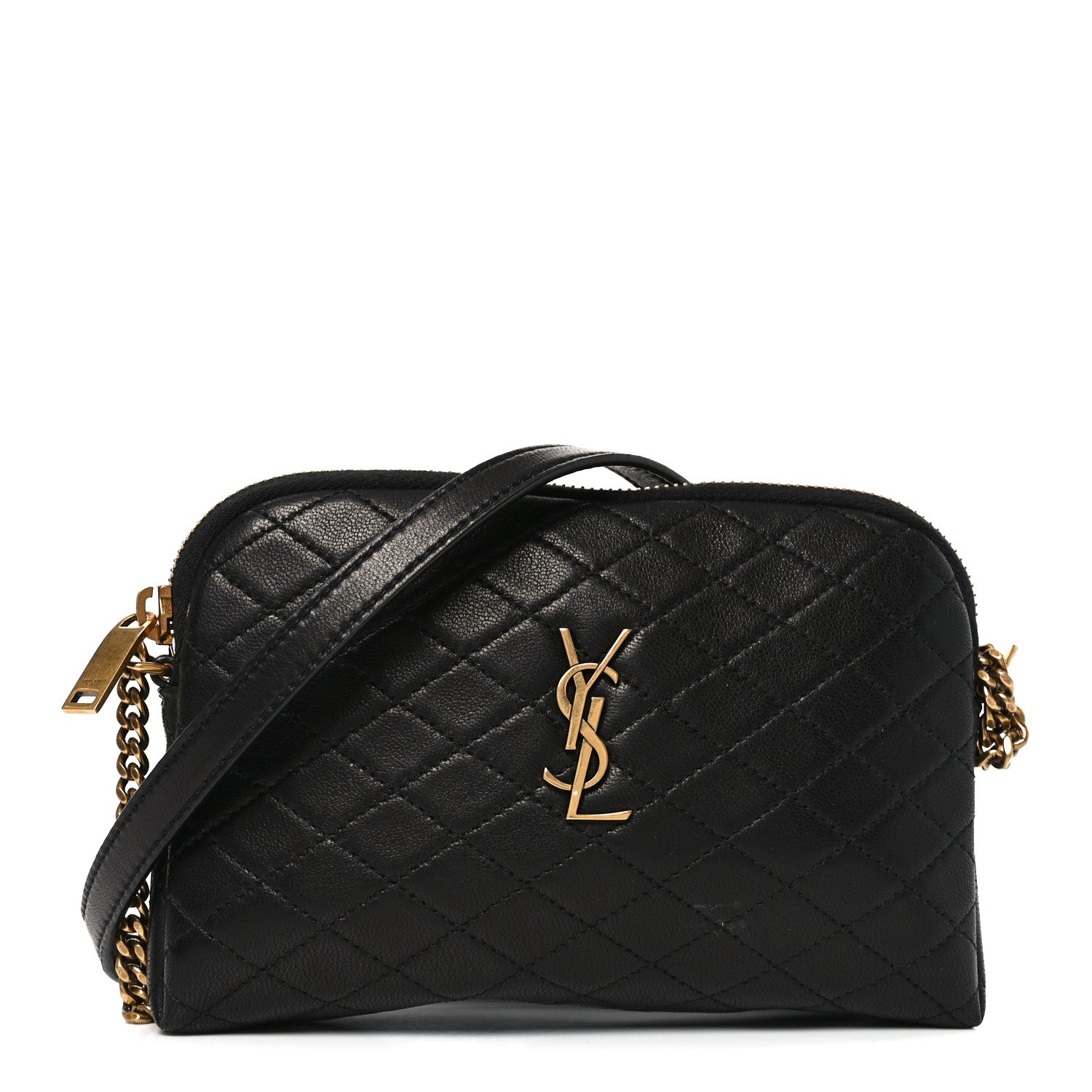 Saint Laurent Lambskin Quilted Gaby Zipped Pouch Black 1 of 10