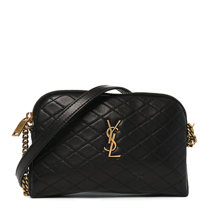 Saint Laurent Lambskin Quilted Gaby Zipped Pouch Black 1 of 10
